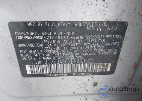 2014 Subaru Forester 2.5I Premium z USA, uszkodzony, nr VIN JF2SJAECXEH408580